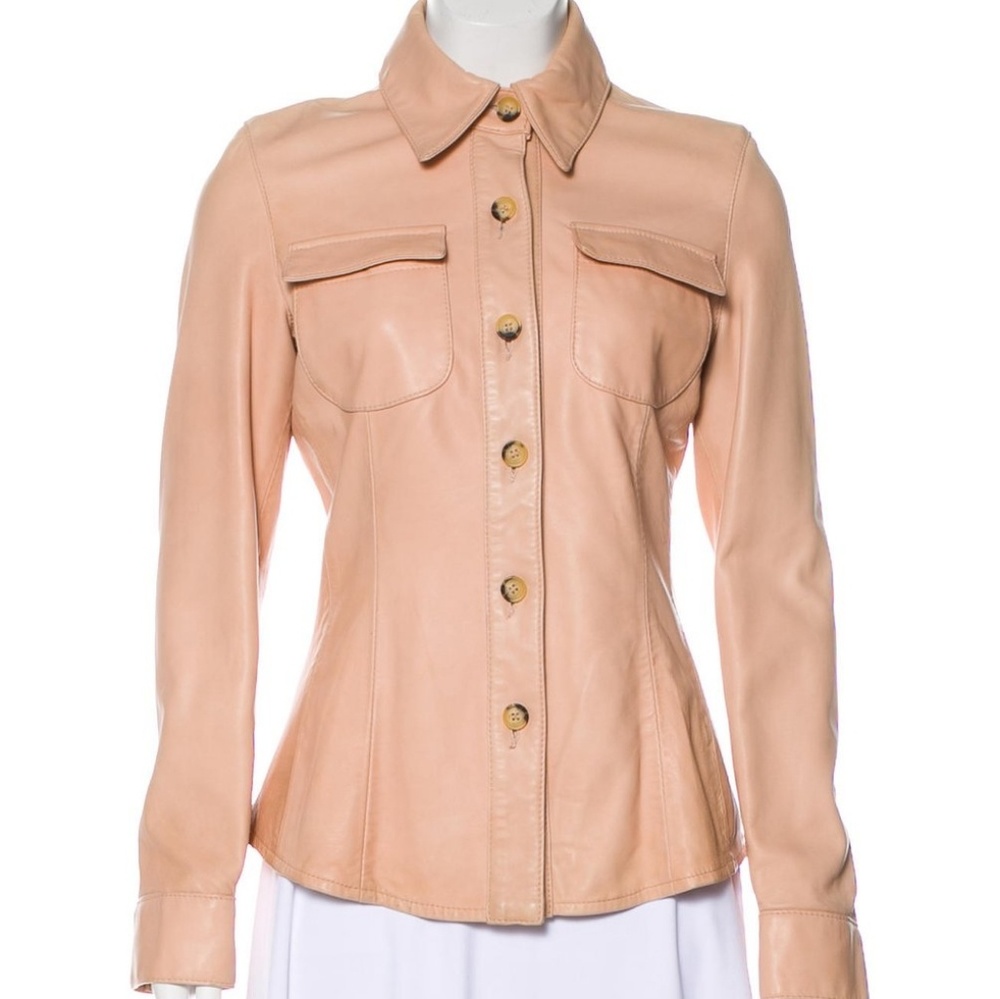 LEATHER SHIRT NUDE PINK by RED VALENTINO